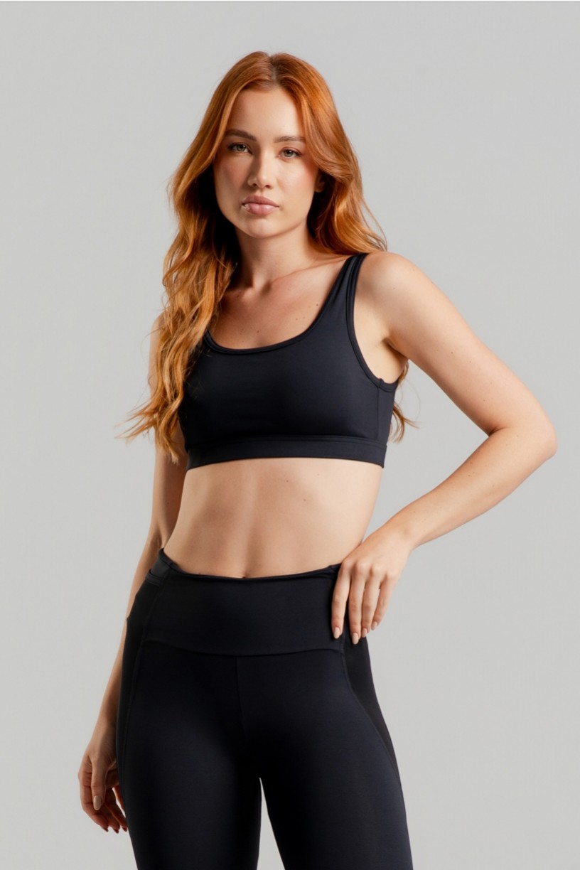 Top com Recorte em Tule nas Costas (Preto) | Ref: K4886-A