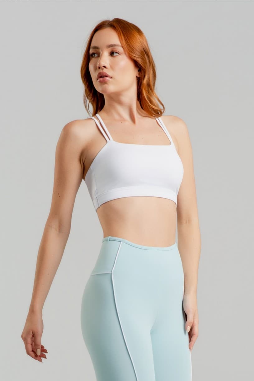 Top com Decote Reto e Alças Duplas Cruzadas (Branco) | Ref: K4889-A