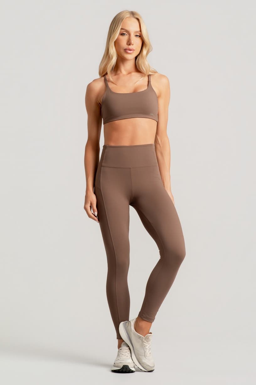 Calça Legging com Bolsos e Recortes (Capuccino) | Ref: K4751-C