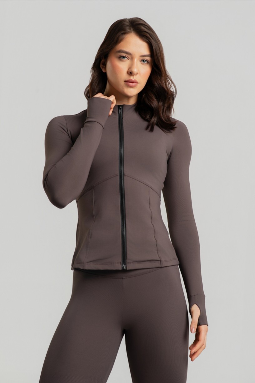 Casaco Slim com Recortes e Abertura para Dedo (Trufa) | Ref: K4895-D