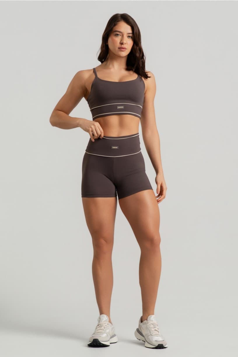 Short com Detalhes em Vivo no Cós (Trufa / Off-White) | Ref: K4941-A