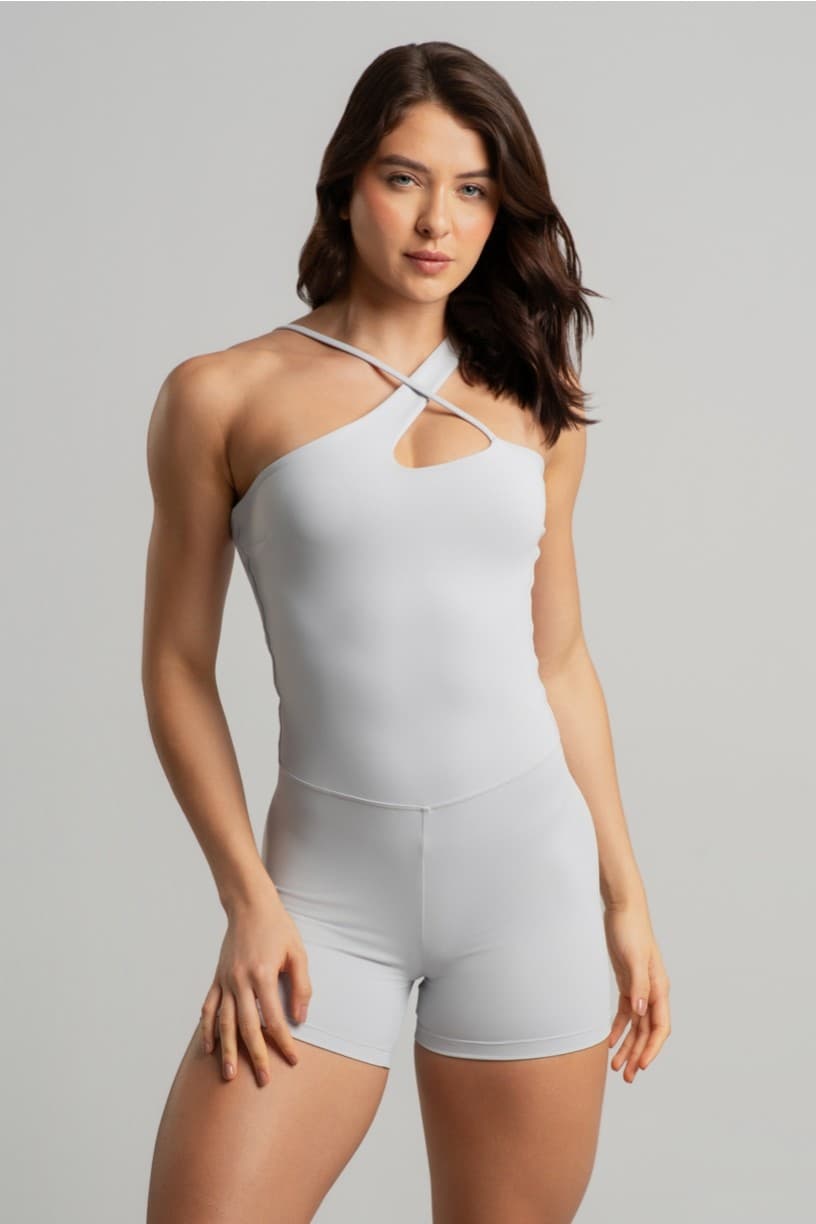 Macaquinho Assimétrico com Alças Diferenciadas (Gelo) | Ref: K4953-B