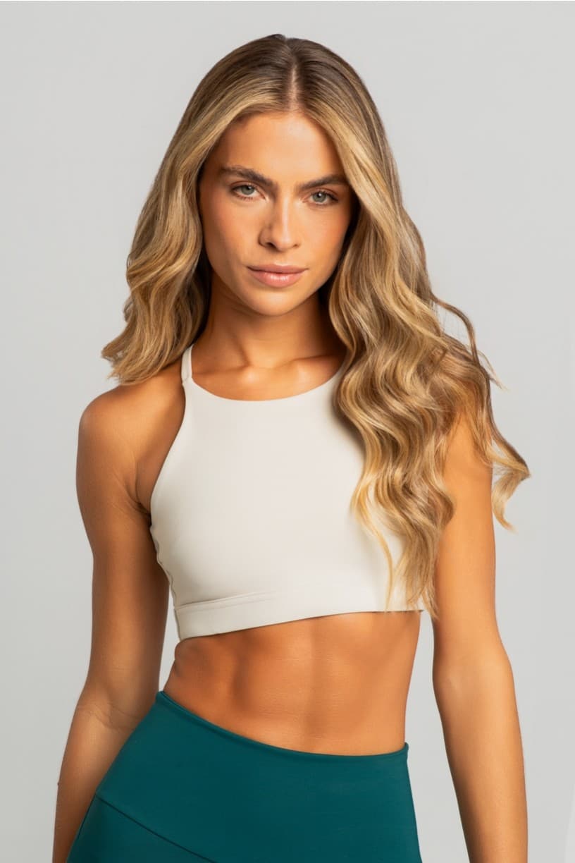 Top com Decote Alto e Alças Cruzadas (Off-White) | Ref: K4962-A