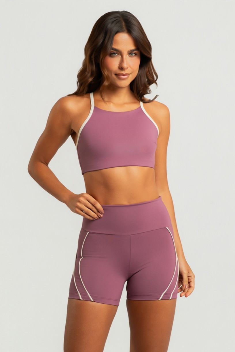 Short com Vivos (Malva / Off-White) | Ref: K4599-D