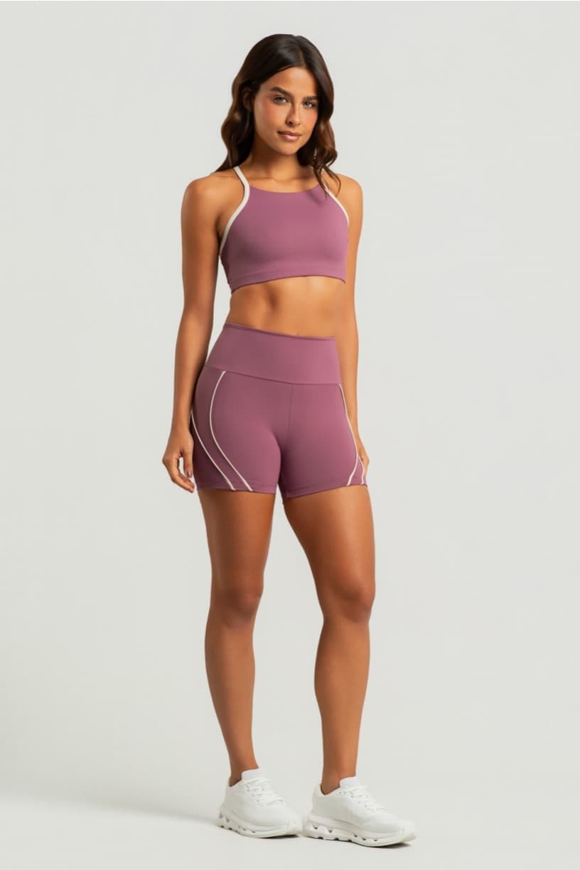 Short com Vivos (Malva / Off-White) | Ref: K4599-D