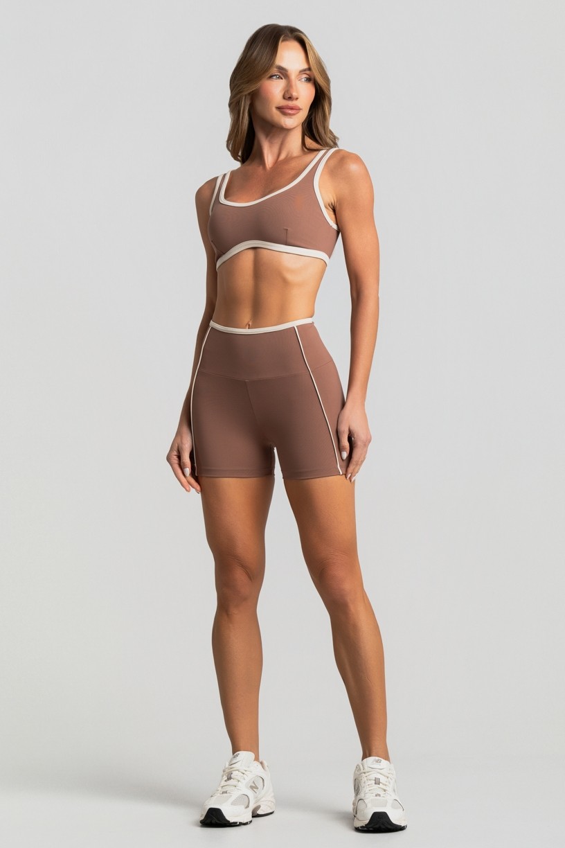 Short com Vivo e Viés Contrastante (Canela / Off-White) | Ref: K4455-D