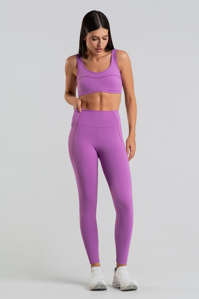 Calça Legging com Bolsos nas Laterais Do Cós (Orquídea) | Ref: K4422-C