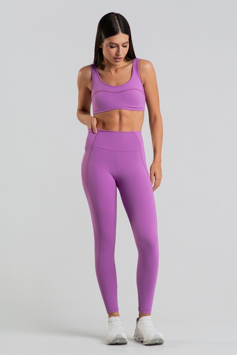 Calça Legging com Bolsos nas Laterais Do Cós (Orquídea) | Ref: K4422-C