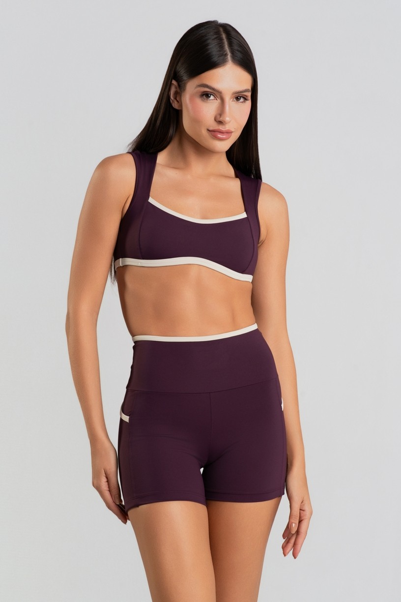 Short com Bolsos e Cós Contrastante (Velvet / Off-White) | Ref: K4832-D