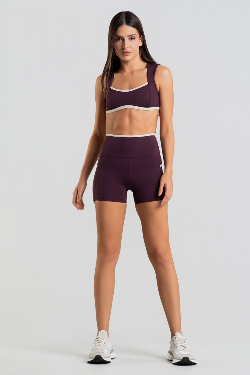 Short com Bolsos e Cós Contrastante (Velvet / Off-White) | Ref: K4832-D