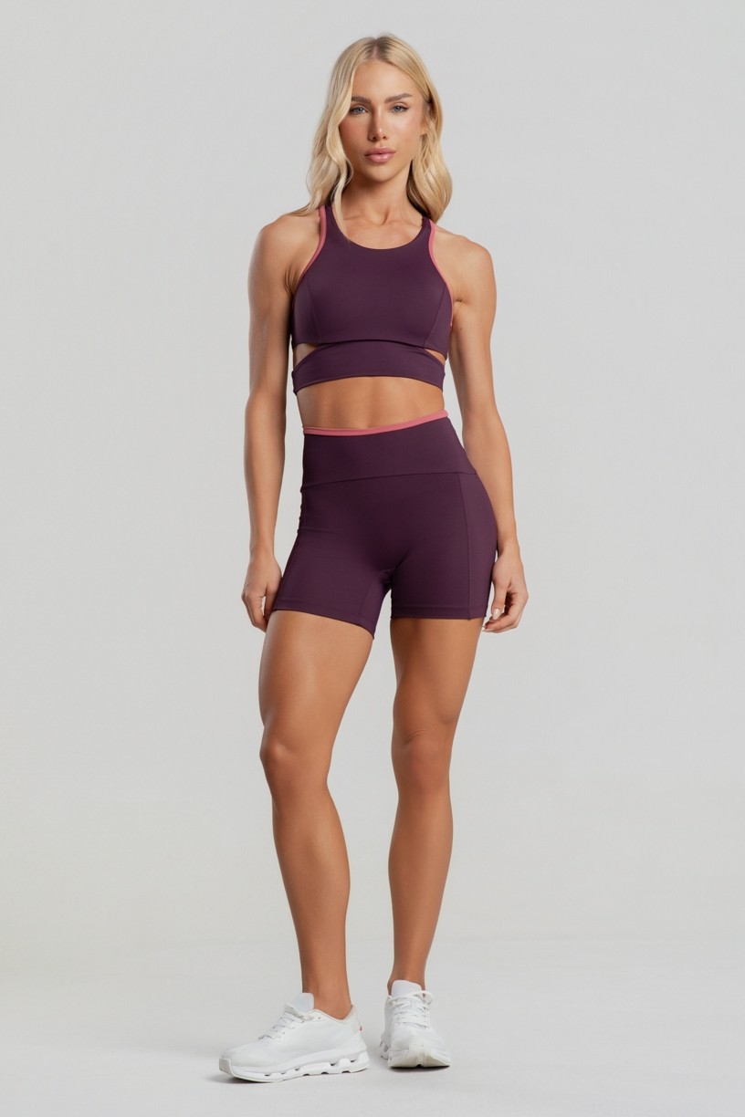 Short sem Gancho com Vira Contrastante (Velvet / Hibisco) | Ref: K5094-A