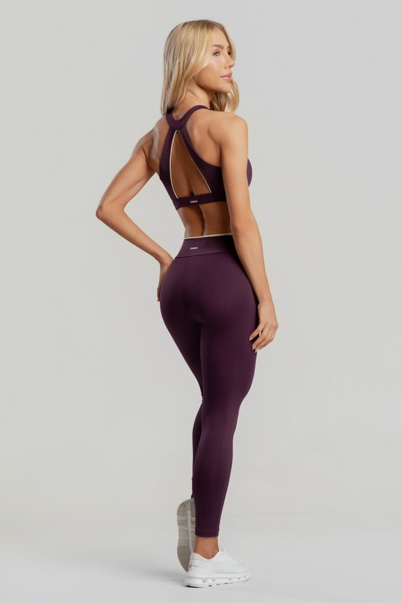 Calça Legging sem Gancho com Detalhe Contrastante (Velvet / Off-White) | Ref: K5102-A