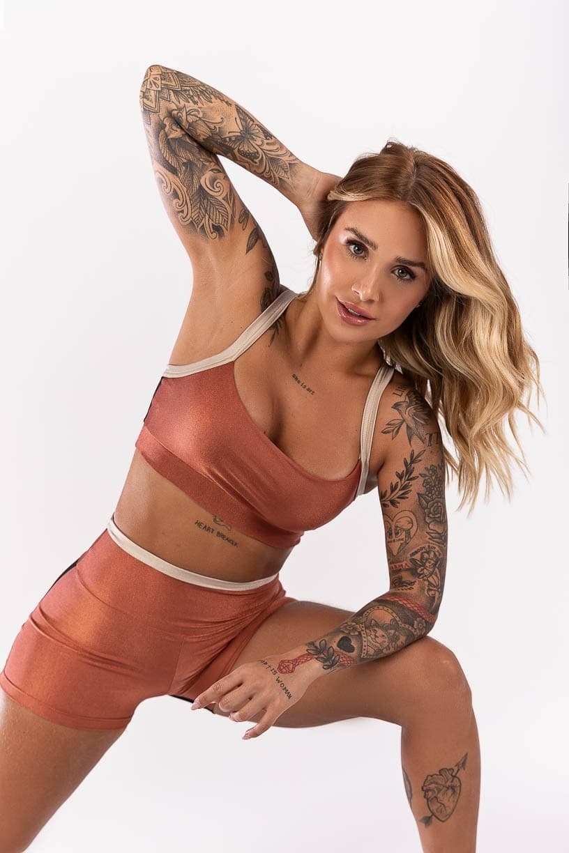 Top Tricolor com Alças Cruzadas (Cobre / Preto / Nude) | Ref: K4026-A