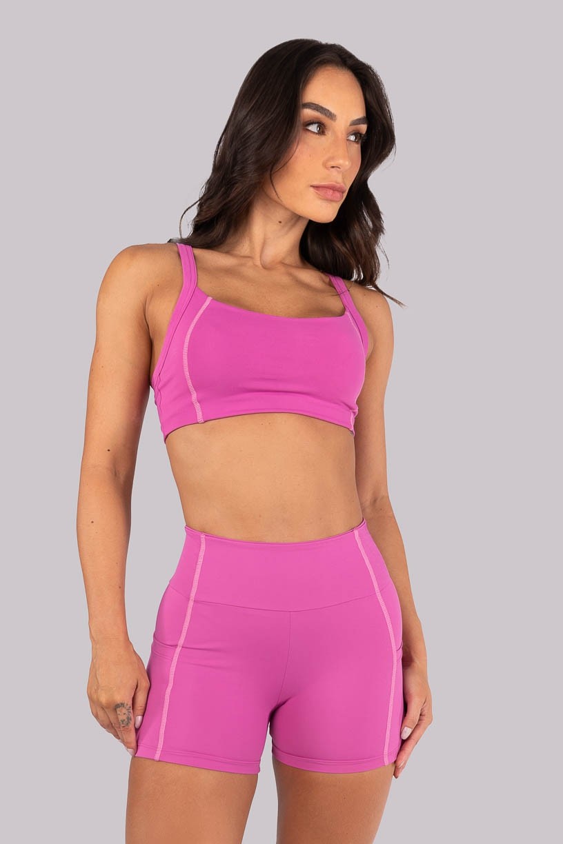 Top com Alças Largas e Cobertura Contrastante (Rosa Fúcsia) | Ref: K4563-A