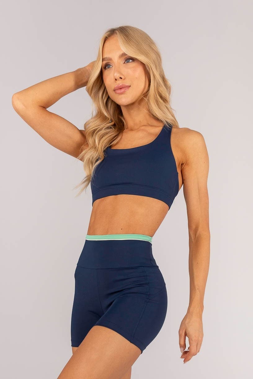 Short com Vivo na Vira (Azul Marinho / Verde Menta / Off-White) | Ref: K4584-A