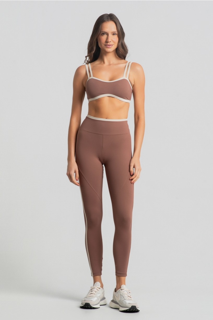 Calça Legging com Chapado e Vira (Canela / Off-White) | Ref: K4694-E