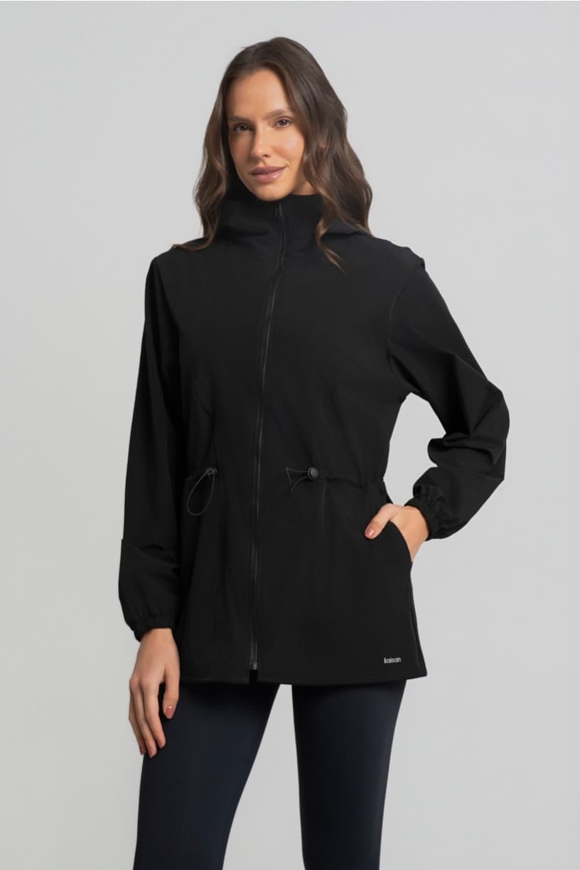 Parka com Capuz e Bolsos (Preto) | Ref: K4954-A