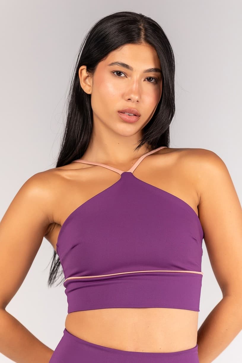 Top Halter com Alças e Vivo Platinado (Ametista / Rose) | Ref: K4676-B
