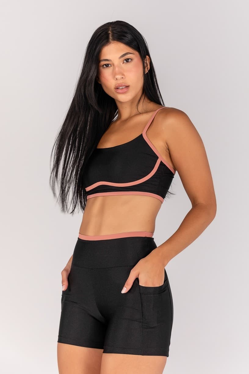 Short Platinado com Vira Fosca (Preto / Telha) | Ref: K4692-A