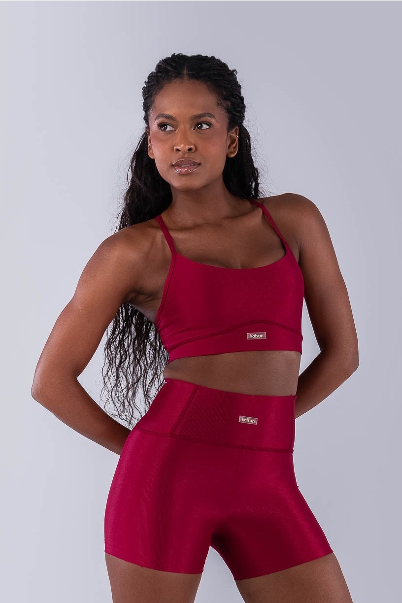 Top Canelado com Alças Cruzadas (Cereja) | Ref: K4492-B